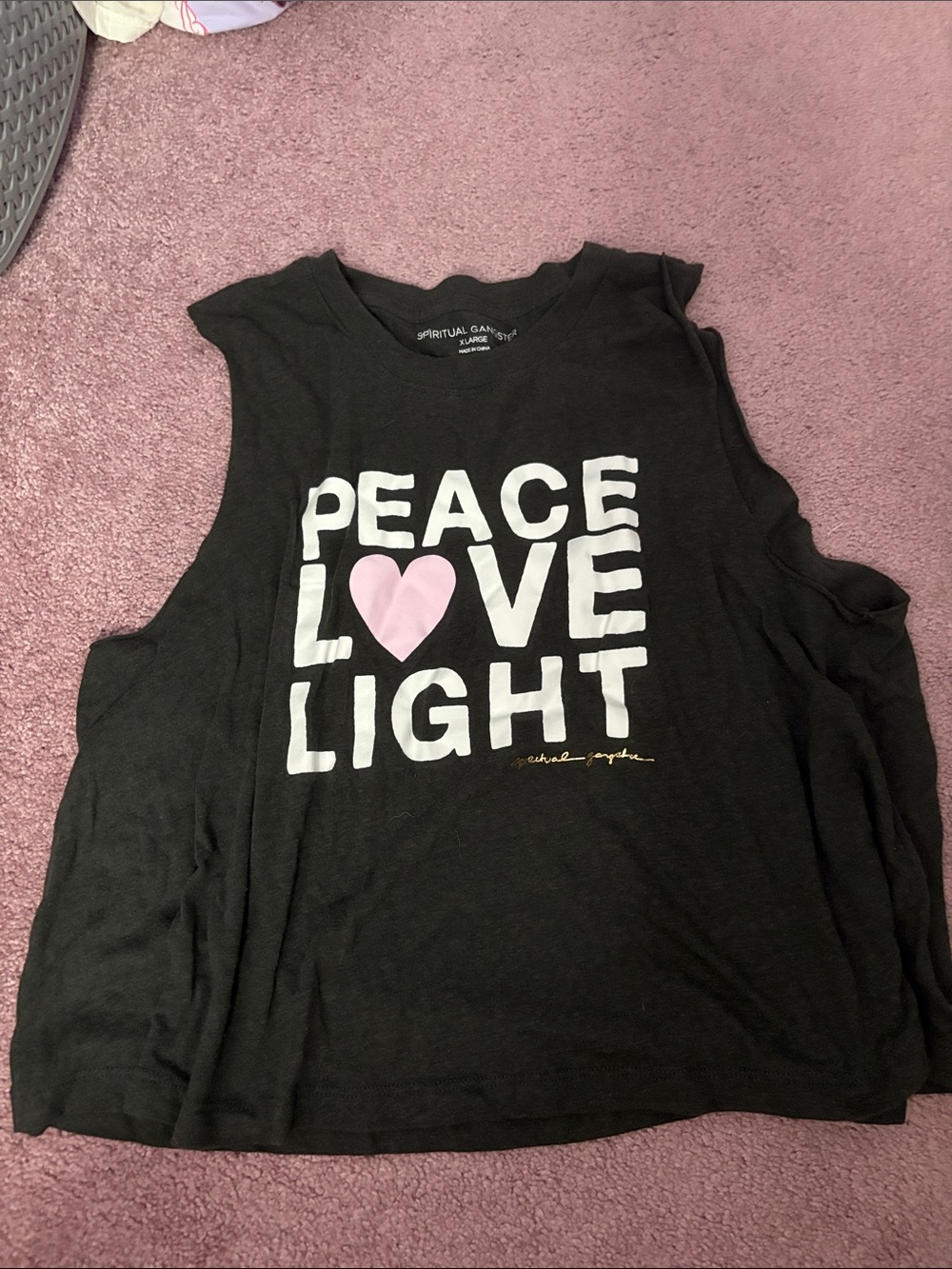 Spiritual Gangster Black Muscle Tee with Pink Heart Graphic